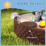 47" Round Kids Sandbox with Cover, 3 Seats, Waterproof Bottom Liner, for Backyard, Lawn, Garden, Beach, Patio, Brown - Image 8