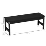 47" Outdoor Bench Seat, HDPE All-Weather Garden Bench, Backless Slatted Patio Bench for Yard, Porch, Park, Black - Image 3