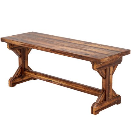 Rustic Outdoor Wooden Bench with Backless Garden Bench Patio Loveseat