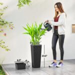 23.6 Inch Tall Planters for Outdoor Plants, Set of 2 Plastic Flower Pots with Drainage Holes, Black - Image 3