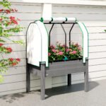 Raised Garden Bed with PE Greenhouse Cover Outdoor Planter Box for Herbs and Vegetables, 35 x 22 x 47 inch, Dark Gray - Image 8