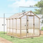 6.6 x 8 ft. Polycarbonate Greenhouse Wooden Walk-in Greenhouse Kit with Thickened Panels, Roof Vent, and Lockable Door - Image 3