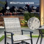 Wicker Rattan Swivel Patio Glider Chair Set of 2, Outdoor Glider Chair with Steel Frame, High Back, Armrests, Yellow - Image 5