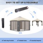 10' x 10' Pop Up Canopy Tent with Netting, Instant Tents for Parties, Height Adjustable, with Wheeled Carry Bag and 4 Sand Bags for Outdoor, Garden, Patio - Image 5