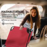 Folding Chaise Lounge Pool Chairs, Outdoor Sun Tanning Chairs with 5-Level Reclining Back, Steel Frame for Beach, Yard, Patio, Red - Image 6