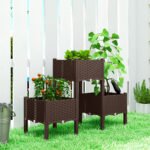 Plastic Raised Garden Bed with Legs, Self Watering Elevated Planter Boxes with Drainage Holes and Plugs, Easy Assembly - Image 2
