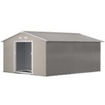 Garden Metal Shed, Storage Shed Utility Storage with Double Locking Doors for Bike, Yard Tools, Light Gray