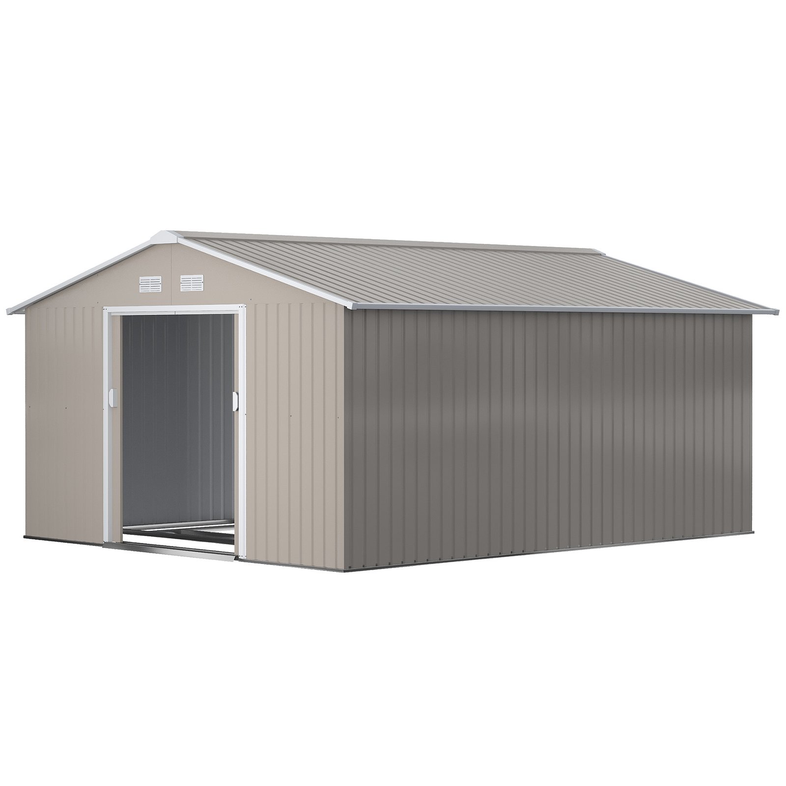 Bdw752198ace9bbde.jpg Garden Metal Shed, Storage Shed Utility Storage with Double Locking Doors for Bike, Yard Tools, Light Gray - Image 1