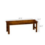 2-Seat Wood Garden Bench, Patio Bench Outdoor Bench with Slatted Seat, Backless Front Porch Bench for Park, Garden, Poolside, Deck, Carbonized - Image 3