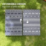 Reversible Outdoor Rug, Waterproof Plastic Straw with Carry Bag, 6' x 9', Blue & White Geometric - Image 7