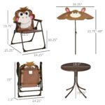 Kids Table and Chair Set, Outdoor Folding Garden Furniture, Picnic Table for Patio Backyard, with Removable & Height Adjustable Sun Umbrella, Brown - Image 3