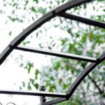 85" Garden Arch Arbor, Metal Arch Trellis with Gate, Garden Archway for Climbing Vines, Wedding Ceremony Decoration, Black - Image 8