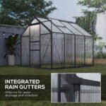 Polycarbonate Greenhouse, Heavy Duty Outdoor Aluminum Walk-in Green House Kit Vent Door, 6.2'x8.3'x6.6' Gray - Image 7