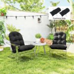 Outdoor Adirondack Chair Cushions Set of 2, Tufted High Back Patio Chair Cushions, Black - Image 7