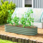 4.9' x 2' x 1' Galvanized Raised Garden Bed Kit, Metal Planter Box with Safety Edging, Green - Image 2