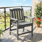 All-Weather Patio Chair, HDPE Patio Dining Chair, Heavy Duty Wood-Like Outdoor Furniture for Garden, Backyard, Deck, Porch, Lawn, Gray - Image 2