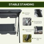 3-Seat Outdoor Patio Swing Chair w/ Cushion, Steel Frame Stand, Adjustable Tilt Canopy for Patio, Garden, Gray - Image 6