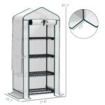 Mini Greenhouse with Screen Roof, 4 Tier Portable Small Greenhouse with High Strength PE Cover, White - Image 3