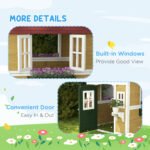 Wooden Playhouse for Kids Outdoor with Doors, Windows, Planter Pots and Boxes for Toddlers 3-8 Years, Beige - Image 8