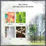 86" Garden Arch Arbor, Metal Arch Trellis with Gate and Planter Baskets, Garden Archway for Climbing Vines, Wedding Ceremony Decoration, Flourishes & Arrow Tips, Black - Image 4