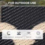 Reversible Polypropylene Outdoor Rug Folding, Durable, Perfect for Camping, Deck & Beach Black - Image 5