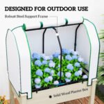 Raised Garden Bed with PE Greenhouse Cover Outdoor Planter Box for Herbs and Vegetables, 35 x 22 x 47 inch, Natural - Image 7