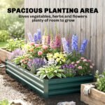 95" x 36" x 12" Galvanized Raised Garden Bed, Easy DIY and Cleaning for Growing Flowers, Herbs, Succulents, Green - Image 4
