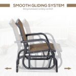 Outdoor Glider Chair, Steel Swing Chai with Curved Armrests for Porch, Garden, Poolside, Balcony, Brown - Image 4
