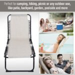 Foldable Chaise Lounge, 3-Position Reclining Back, Portable design and Breathable Mesh for Poolside, Camping, Hiking - Cream White - Image 7
