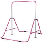 Folding Gymnastics Bar for Kids, Adjustable Height, Bubble Gum Pink