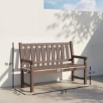 2-Person Garden Bench, HDPE Outdoor Bench with 530 lbs Capacity, Curved Seat for Backyard, Park, Porch, Lawn, Brown - Image 3