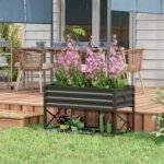 Galvanized Raised Garden Bed, Metal Planter Box with Legs, Storage Shelf and Bed Liner, Black - Image 2