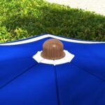 6.2' Beach Umbrella for Travel, Vent, Ruffles, Carry Bag, Portable Outdoor Umbrella for Garden, Blue Stripe - Image 8