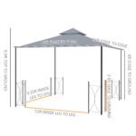 13x11 Gazebo with Sides, with Curtains, Removable Netting, Double Vented Roof, 8 Drainage holes, Aluminum Frame and Hooks, for Garden, Backyard, Patio, Gray - Image 3