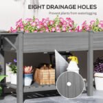 Wood Raised Garden Box, Elevated Garden Bed with Side Table, Bottom Shelf, Bed Liners and Drainage Holes, Gray - Image 7