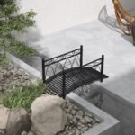 3.3' Metal Arch Zen Garden Pond Bridg with Safety Siderails for Stream, Fish Pond, Black - Image 2