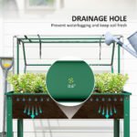 Elevated Garden Box with Greenhouse Cover, Raised Garden Bed with Legs and Drainage Hole for Vegetables, Green - Image 6