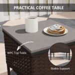3 Piece Wicker Patio Furniture Set, Outdoor PE Rattan Rocking Chairs with Coffee Table, Cushions for Porch, Brown - Image 7