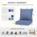 Patio Chair Cushions Set of 2 with Seat & Backrest, Fade Resistant Seat Replacement Cushion Set, Blue - Image 3