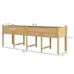 Wooden Raised Garden Bed, Large Elevated Planter Box with Legs, Bed Liner and Drain Holes, 7.4' x 1.8' x 2.6', Natural - Image 3