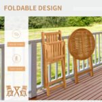 3-Piece Acacia Wood Bistro Set, Folding Patio Furniture with 2 Folding Chairs and Round Coffee Table, Teak, Slatted Finish, for Backyard, Balcony, Deck, Natural - Image 5