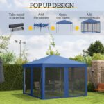 10' x 10' Pop Up Canopy Tent with Netting, Instant Gazebo, Screen House Room with Carry Bag, Height Adjustable, for Outdoor, Garden, Patio, Camping - Image 4