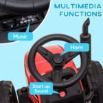 12V Electric Ride on Tractor with Trailer, 25W Dual Motors, Red - Image 6
