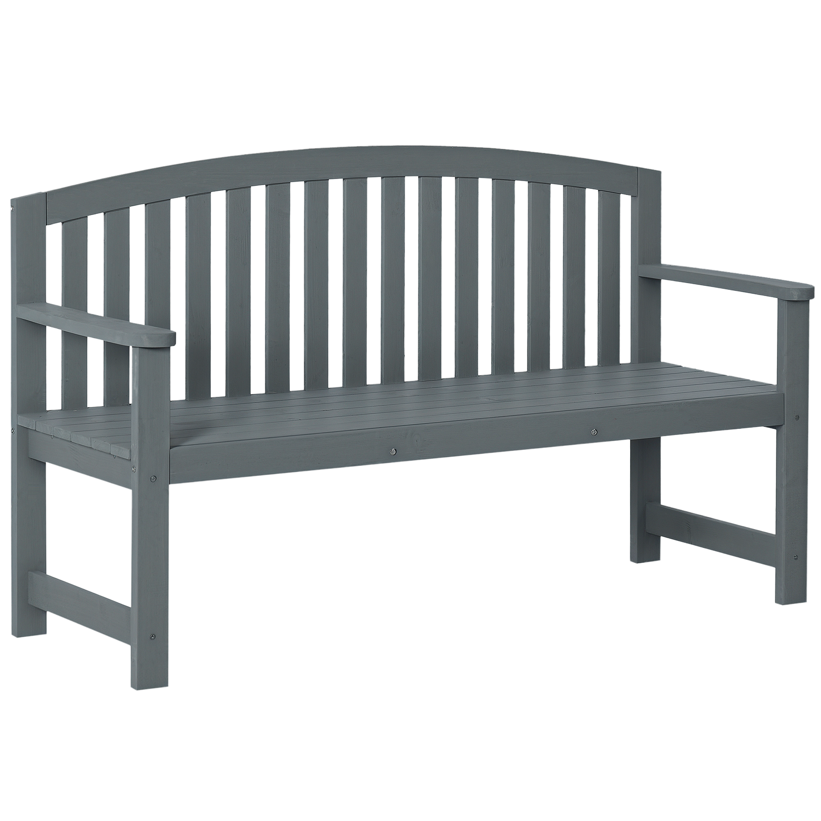 CL3ec019781f35b61.png 56" Outdoor Wood Bench, 2-Seater Garden Bench with Backrest and Armrest, Patio Bench for Patio, Porch, Poolside, Balcony, Gray - Image 1