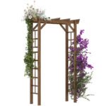 85" Wooden Garden Arbor for Wedding and Ceremony, Outdoor Garden Arch Trellis for Climbing Vines - Carbonized