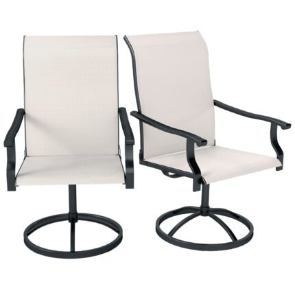Patio Swivel Chairs Set of 2 with High Back Patio Dining Chairs