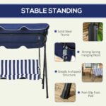 3-Seat Outdoor Patio Swing Chair with Cushion, Steel Frame Stand, Adjustable Tilt Canopy for Patio, Garden, Dark Blue - Image 5