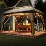 10' x 13' Patio Gazebo, Outdoor Gazebo Canopy Shelter with Netting, Vented Roof for Garden - Image 8