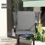 Outdoor Bar Stools Set of 2, 360° Swivel Bar Height Chairs, 26.75" x 29.5" x 48.5", Gray - Image 4