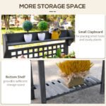 39'' Wooden Garden Potting Bench Work Table with Hidden Storage, Sliding Tabletop, Below Clapboard, Upper Shelf, Gray - Image 5